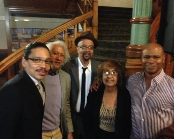 Leon Lee Dorsey, alto saxophonist Gary Bartz, writer James McBride, Bettye Logan, and trombonist Robin Eubanks at Oberlin Reception